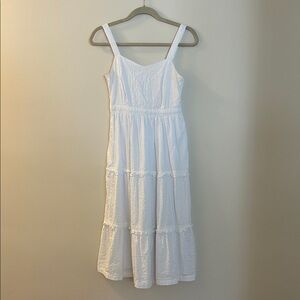 Japna Elegant White Tiered Midi Dress